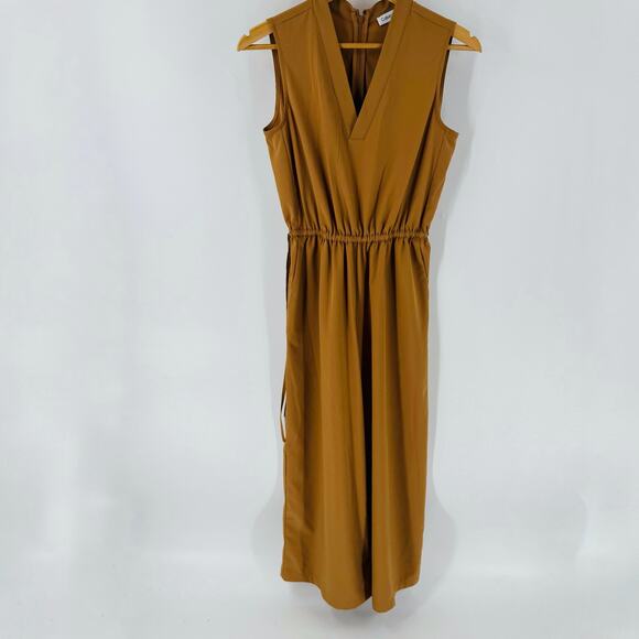Calvin Klein Brown Sleeveless Wide Leg Jumpsuit Size 2 Minimalist Workwear Chic - Picture 2 of 8